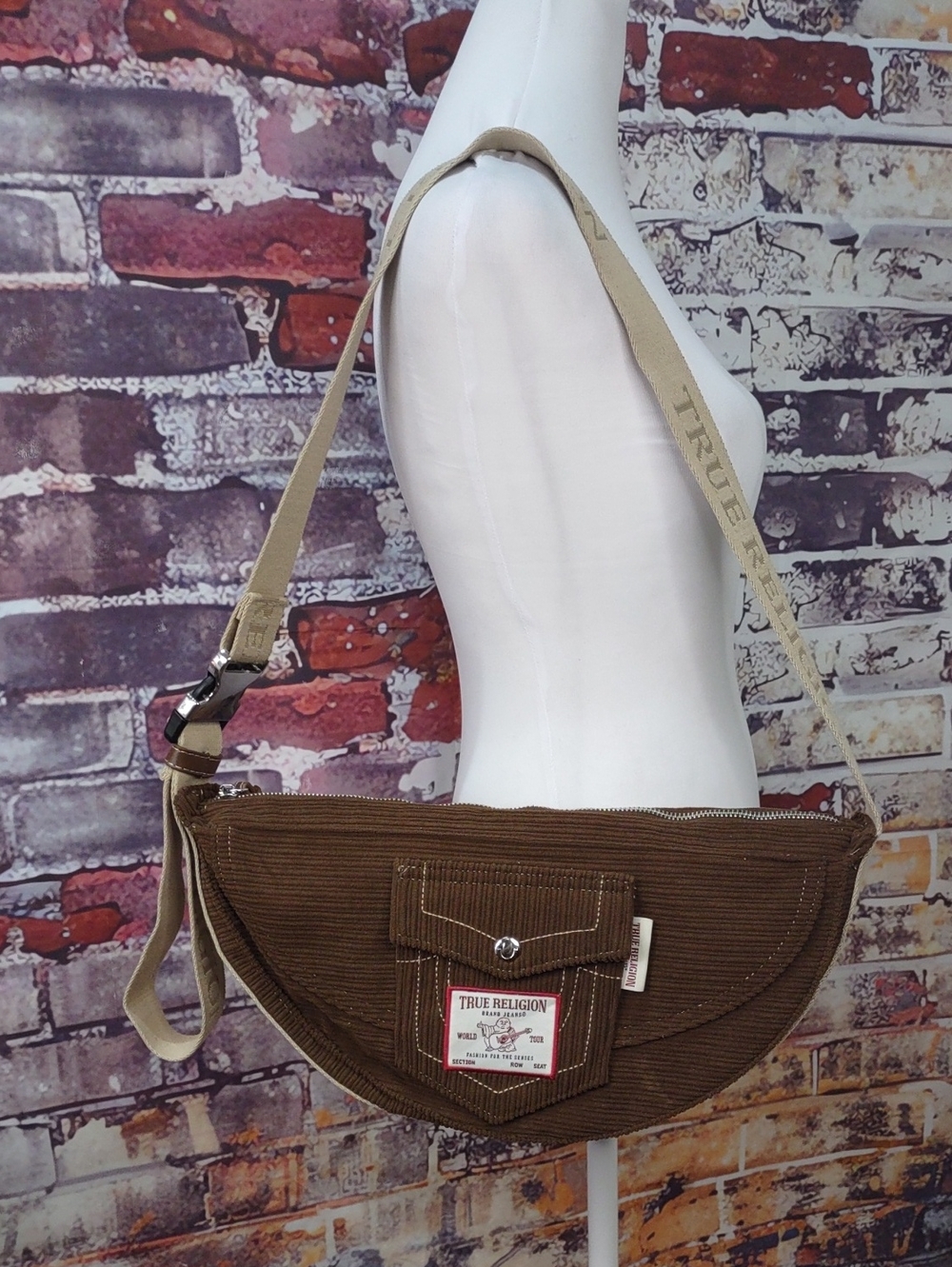 True Religion Corduroy Utility Hobo Crossbody/Shoulder Bag
